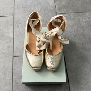 Ted Baker
Women's Purita Ankle Tie Espadrille gold Wedge Heel D'Orsay Shoes